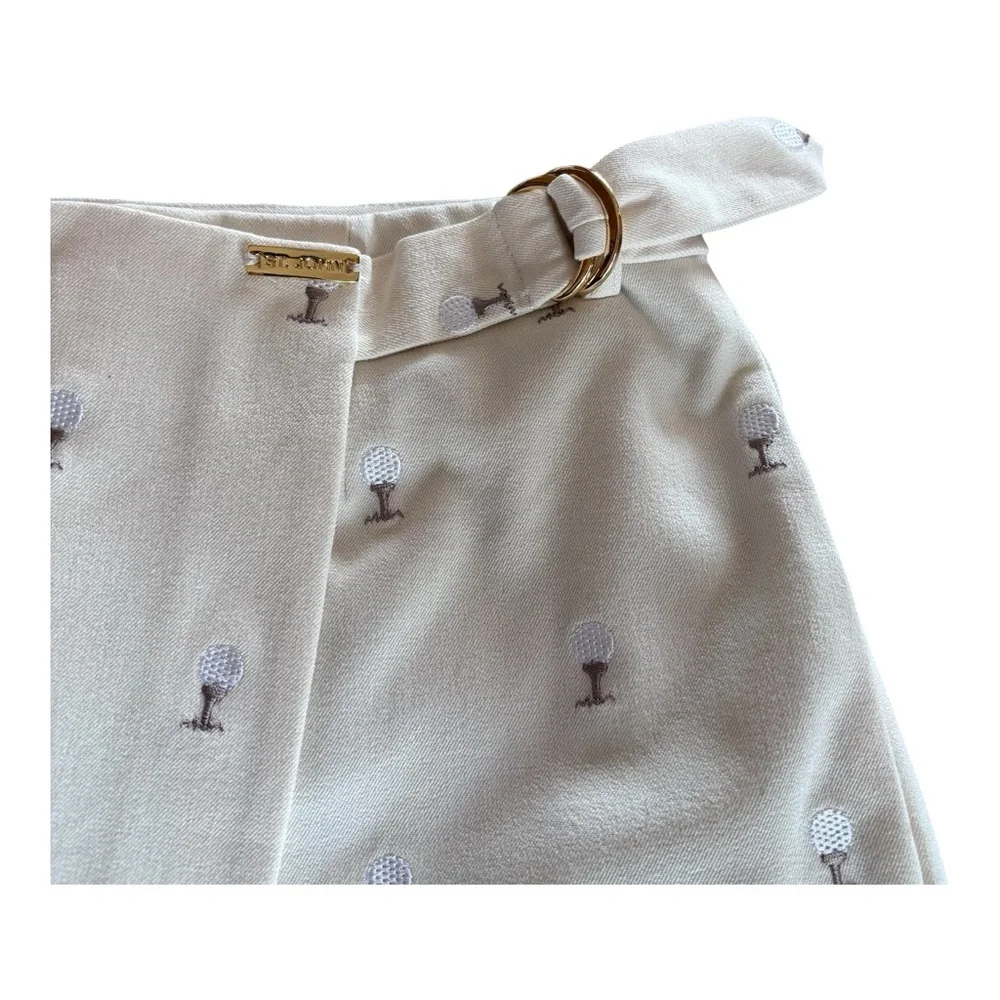 NWOT St. John Sport by Marie Gray Beige Golf Embroidered Wrap Skort Sz 12